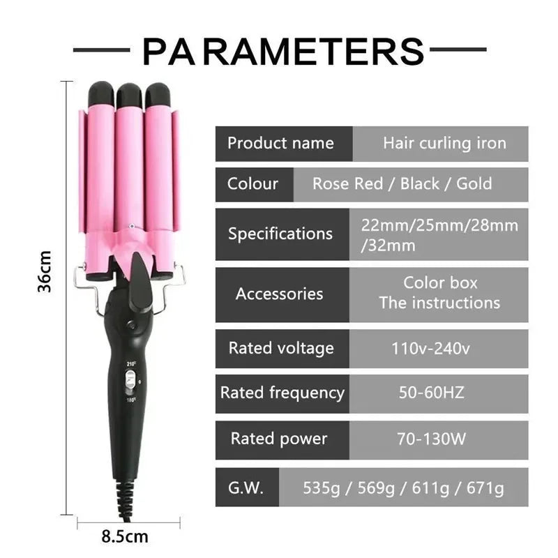 Professional Hair Curling Iron Ceramic Triple Barrel Hair-Curler Irons Hair Wave Waver Styling Tools Hair Styler Wand for Woman