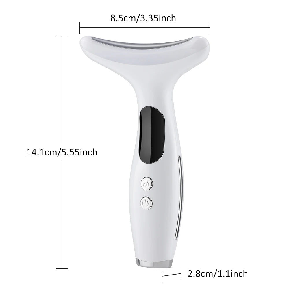 Neck Massager EMS Facial Lift 7 Light Modes Electric Skin Tightening Device LED Photon Therapy Beauty Instrument Anti Wrinkle