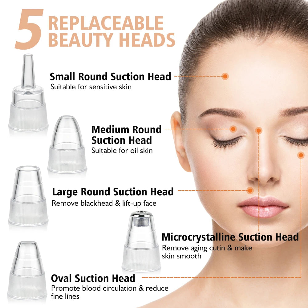 Rechargeable Portable Blackhead Remover Face Vacuum Nose Pore Cleaner Extractor Skin Care Tool