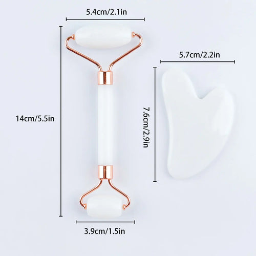 2pcs Double-end Gua Sha Massage Roller Neck Face Board Facial Skin Lifting Scraper Anti-Wrinkle Beeswax Stone Scraping Massager