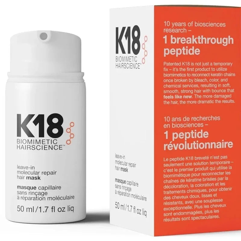 Original 50ml K18 Leave-In Molecular Repair Hair Mask Deep Conditioning Keratin Treatment Soft Hair Smoothing Healthy Hair Care